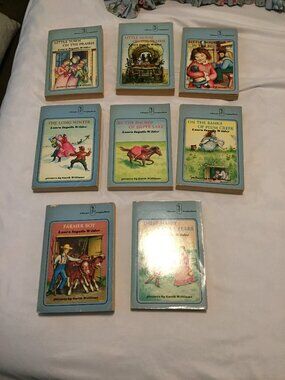Vintage Little House On The Prairie Box Set Of 8 Books Lot Blue - Harper & Row